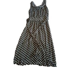 MSK Black & White Polka Dot Dress Sleeveless Halter Size 14 Lined Flowy A23